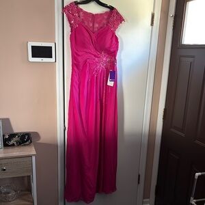 JJs House Pink Ruched Sweetheart Maxi Gown